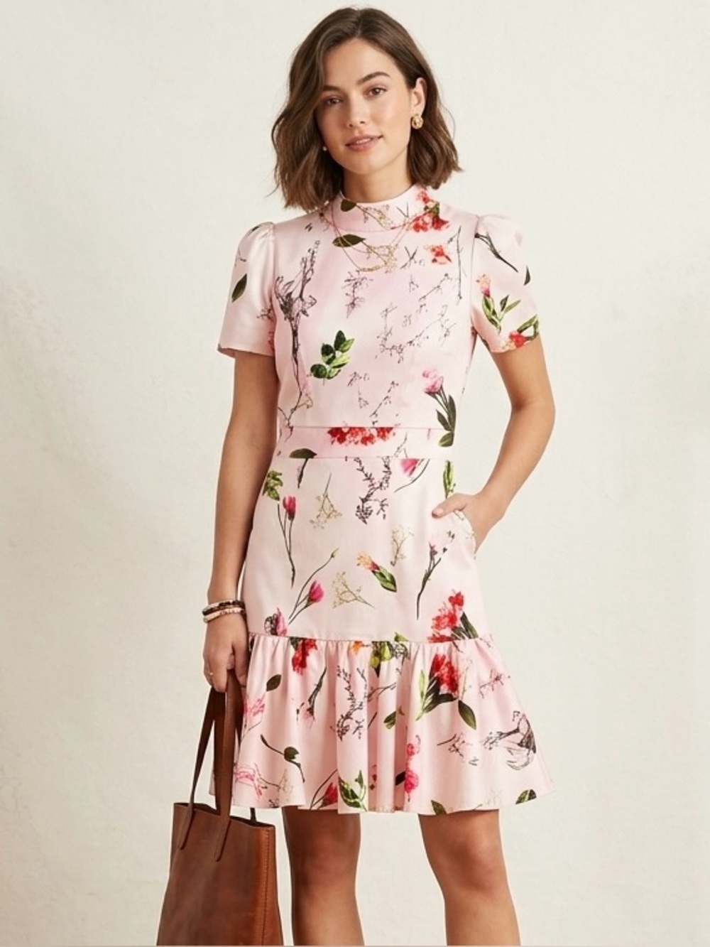 NEW Floral Pink Short Sleeve Dress